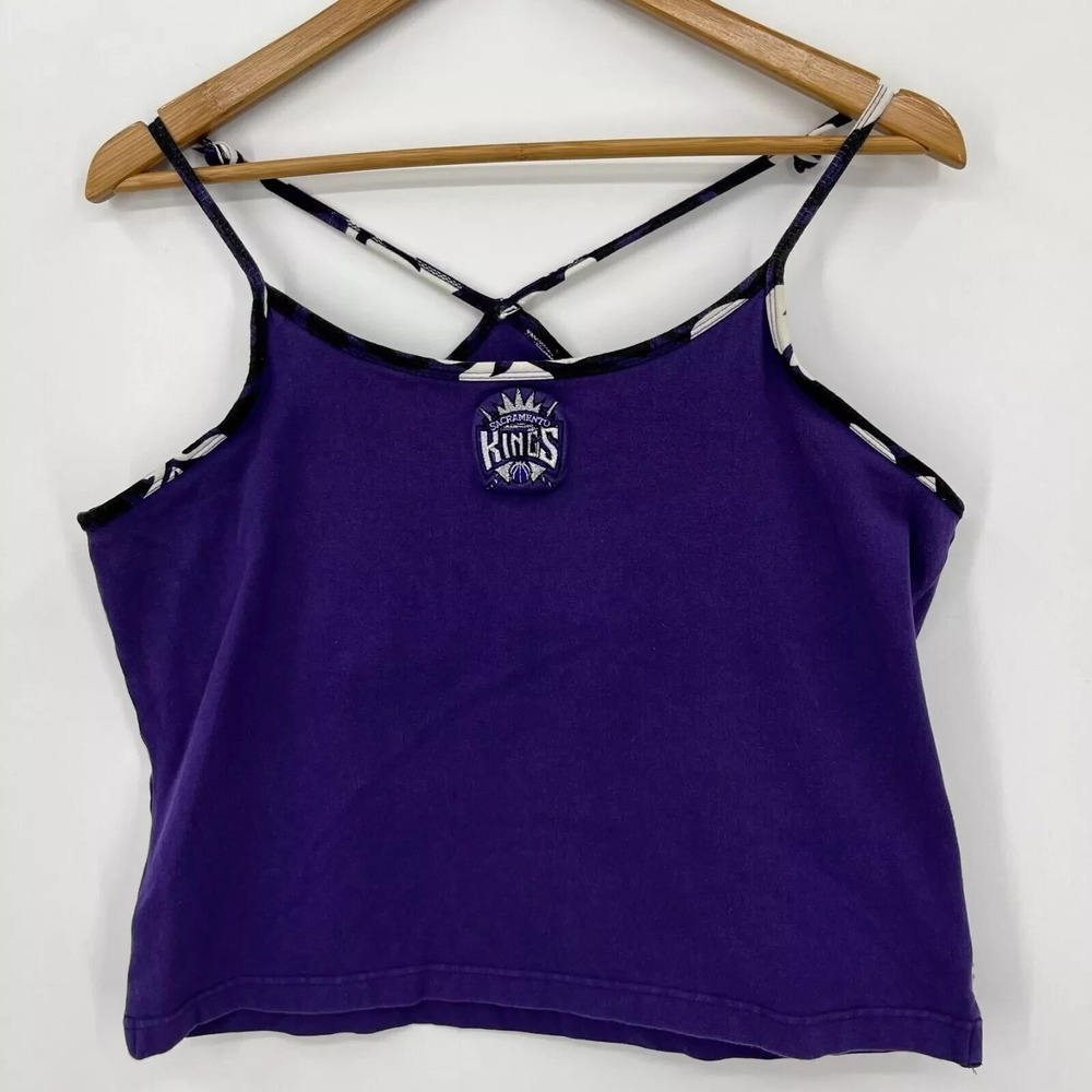 Antigua Sport Sacramento Kings NBA Tank Top Purple Women XL Criss Cross Straps